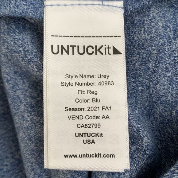 UNTUCKIt Trey French Terry Men's Blue Henley Shirt Long Sleeve Soft Size XXXL - Picture 8 of 10